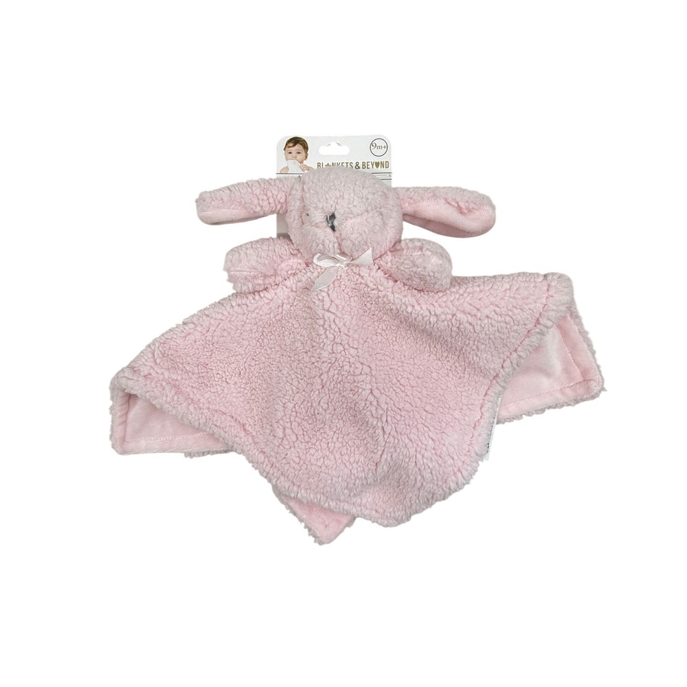 Blankets & Beyond Pink Bunny Rabbit Sherpa Baby Security Blanket Lovey Nunu NWT
